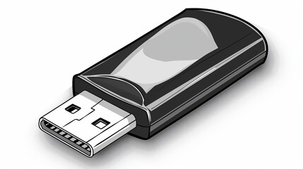 Simple Black of USB Flash Drive on a Clean Background
