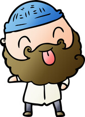 man with beard sticking out tongue