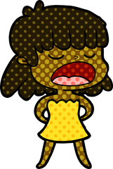 cartoon woman talking loudly