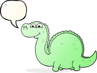freehand drawn speech bubble cartoon dinosaur