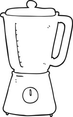 freehand drawn black and white cartoon blender