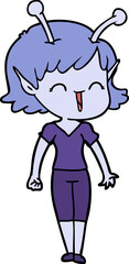 cartoon alien girl laughing