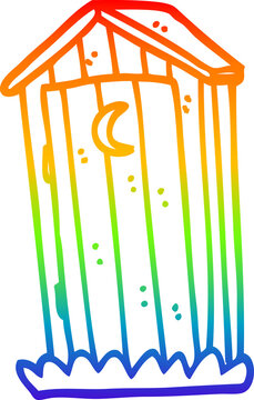 recommend clip art: rainbow gradient line drawing of a cartoon old outdoor toilet
