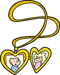 cartoon locket with photographs