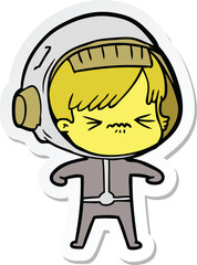 sticker of a cartoon astronaut woman
