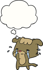 cartoon sad dog with thought bubble
