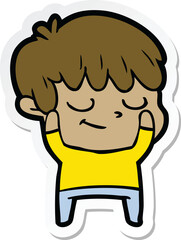 sticker of a happy cartoon boy