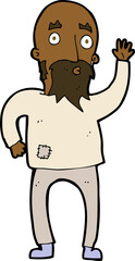 cartoon bearded man waving
