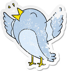 distressed sticker of a cartoon bird