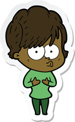 sticker of a cartoon woman