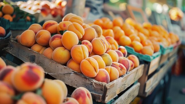 Organic apricots on the market.