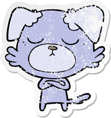 distressed sticker of a cute cartoon dog