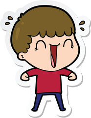 sticker of a laughing cartoon man