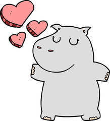 cartoon hippo in love