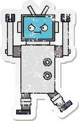 distressed sticker of a cute cartoon robot