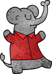 cartoon doodle elephant wearing shirt