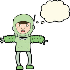 cartoon astronaut with thought bubble
