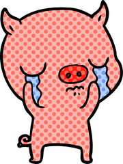 cartoon pig crying