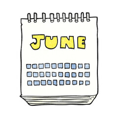 freehand textured cartoon calendar showing month of
