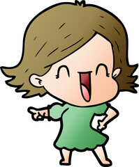 cartoon happy woman