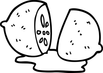 line drawing cartoon sliced lemon