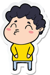 sticker of a cartoon man pouting