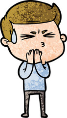 cartoon man sweating