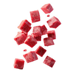 Cubes of meat on a transparent background