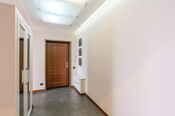 standard room interior apartment. room doors, renovation corridor lobby entrance hall