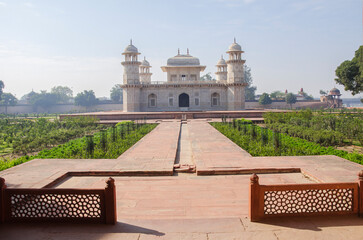 Tomb of Itmad-ud-Daulah was made with white marble, called as a 