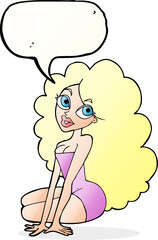 cartoon pretty woman with speech bubble