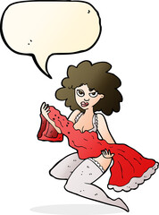 cartoon woman changing with speech bubble