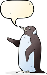 cartoon penguin with speech bubble