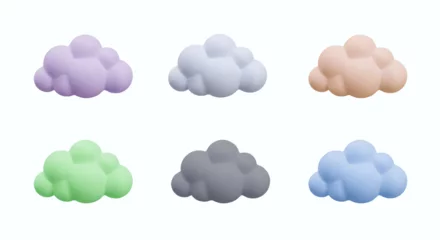 Fototapete Set of realistic clouds of different colors. Isolated vector objects for landscape design, scenes © ArtHub007
