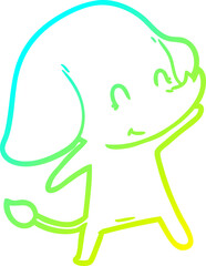 cold gradient line drawing of a cute cartoon elephant