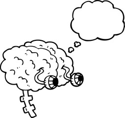 freehand drawn thought bubble cartoon brain