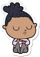 sticker of a cartoon calm woman