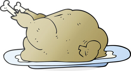 freehand drawn cartoon cooked chicken