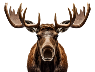 Head of moose isolated on transparent background