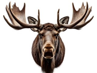 Head of moose isolated on transparent background