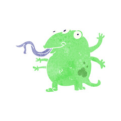 freehand retro cartoon alien