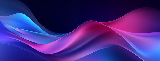 Obraz premium Neon blue abstract background glowing waves . Futuristic neon light line trails, impulse cable lines 