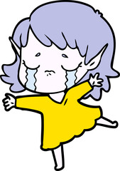 cartoon crying elf girl