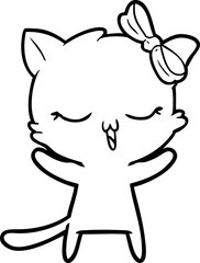 cartoon cat with bow on head