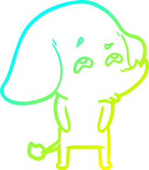 cold gradient line drawing of a cartoon elephant remembering