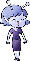 cartoon alien girl laughing