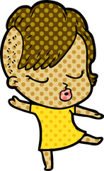 cartoon pretty hipster girl