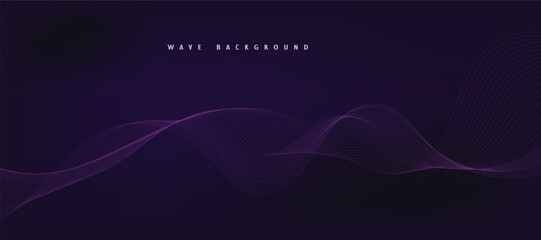 Purple background with flowing wave lines. Futuristic technology concept. Vector illustration
