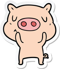 sticker of a cartoon content pig