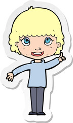 sticker of a cartoon woman with idea